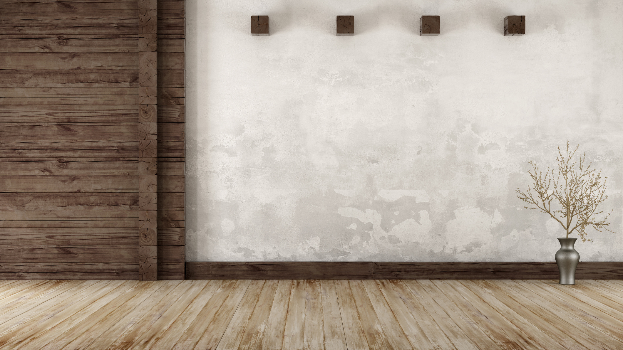 Empty room in rustic style