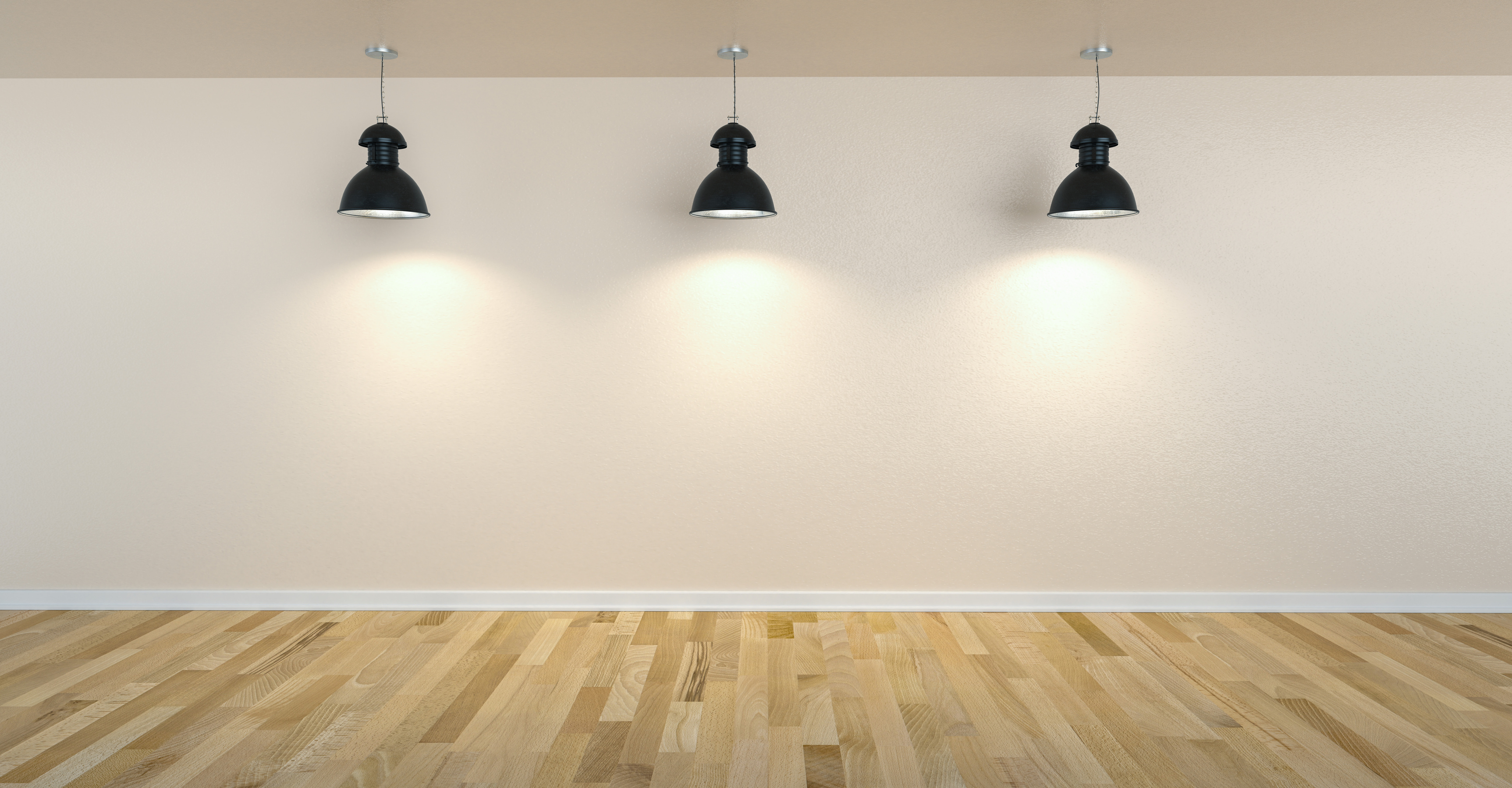 Empty Wall with Three Lights Mockup